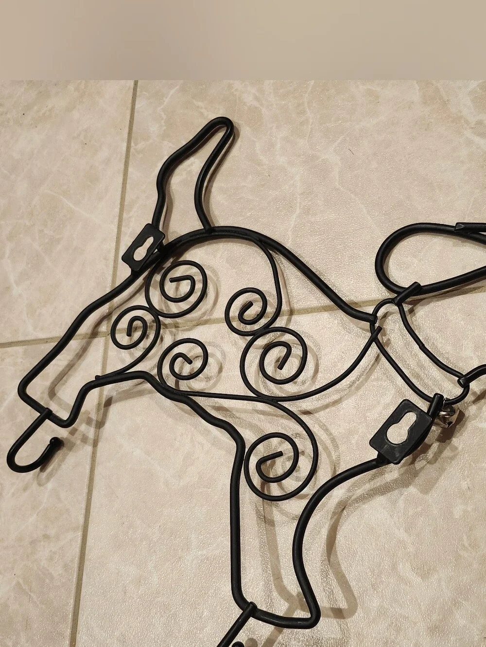 Vintage IKEA Squggly black puppy Leash/Coat/Hat Rack Keyhole home decor